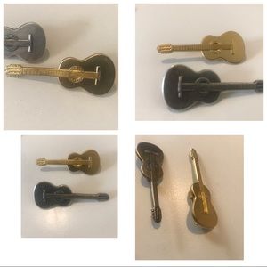 Gold or silver plated guitar pin brooches